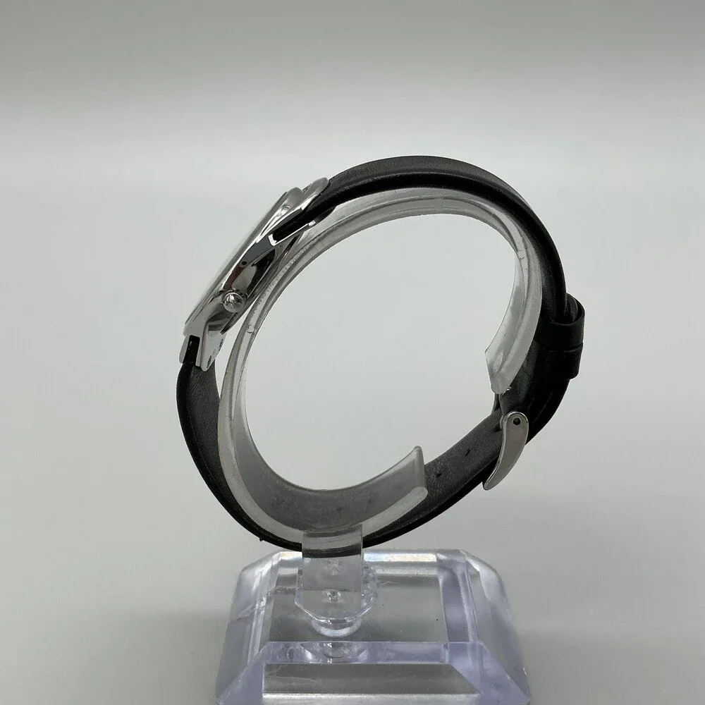 Skagen 597SLB Womens Watch 30mm Black Dial Leather Date Stainless New Battery